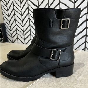 Style & Co Black Buckled Heeled Boots, Size 6.5